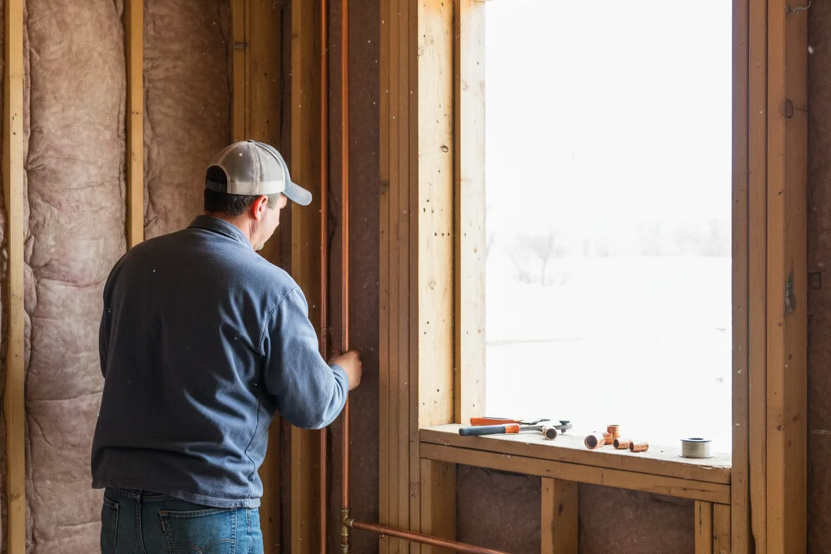 Licensed plumber running new copper supply lines in a Emmitsburg home