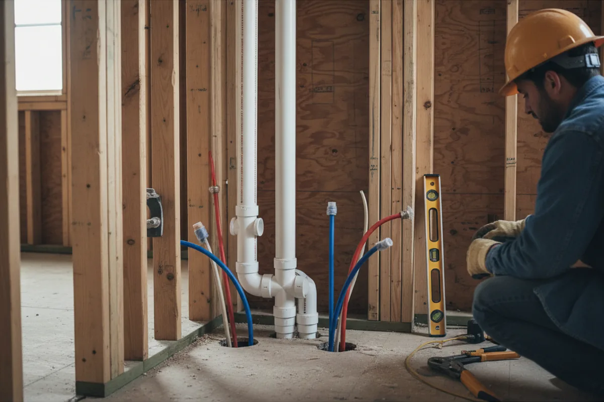 Drain and supply rough-in during Leak Detection in Emmitsburg