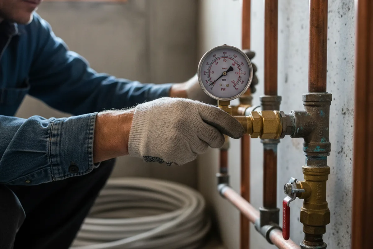 Pressure testing a repaired line during Water Line Repair in Emmitsburg